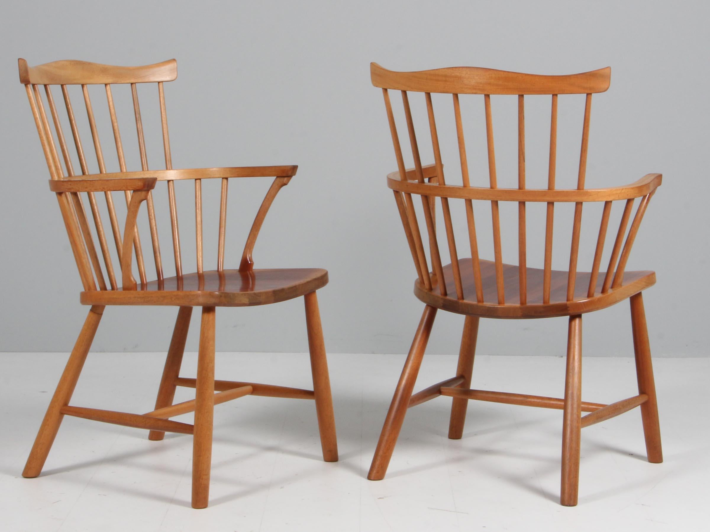 Børge Mogensen Windsor armchairs in mahogany, 1st editions 1