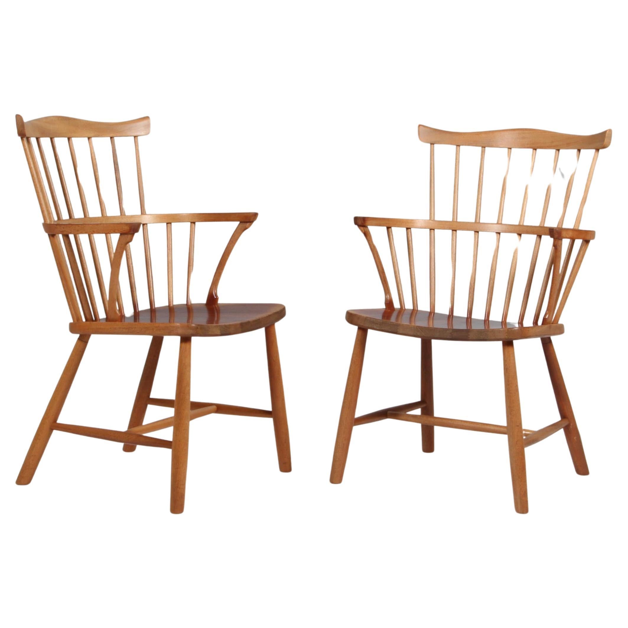 Børge Mogensen Windsor armchairs in mahogany, 1st editions