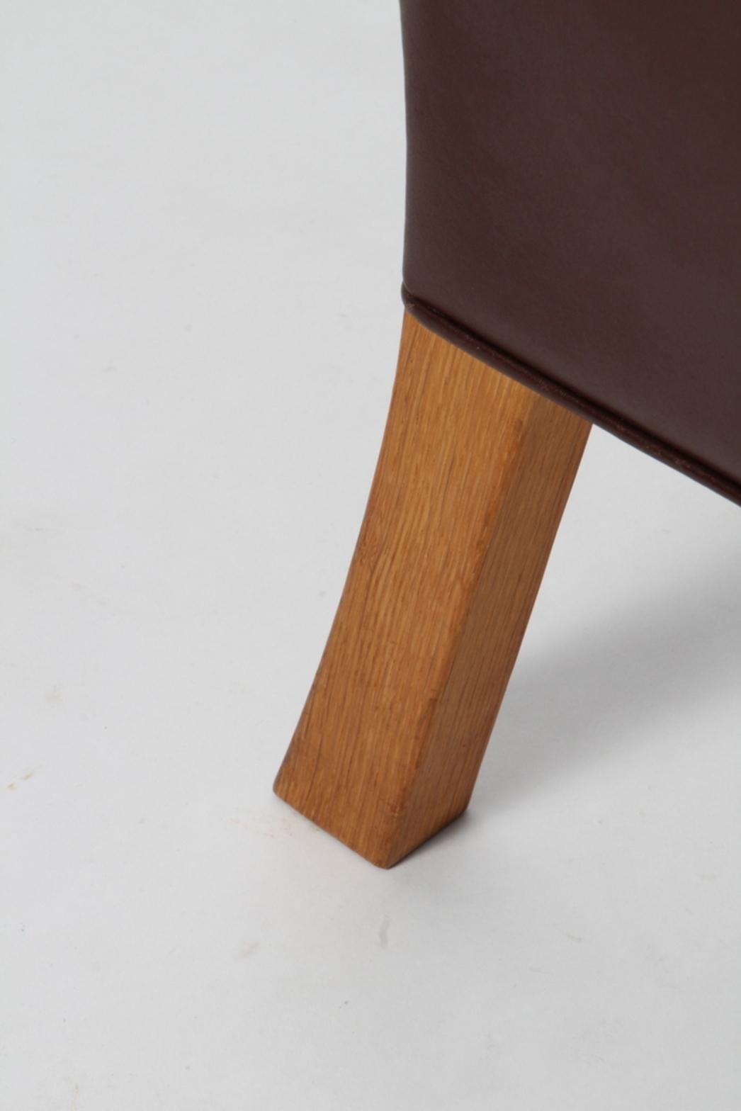 Børge Mogensen Wing Back Chair in Brown Original Leather, Model 2204 1