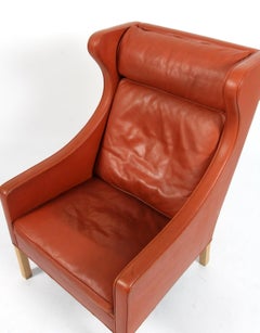 Børge Mogensen Wing Back Chair in Original cognac leather, Model 2204
