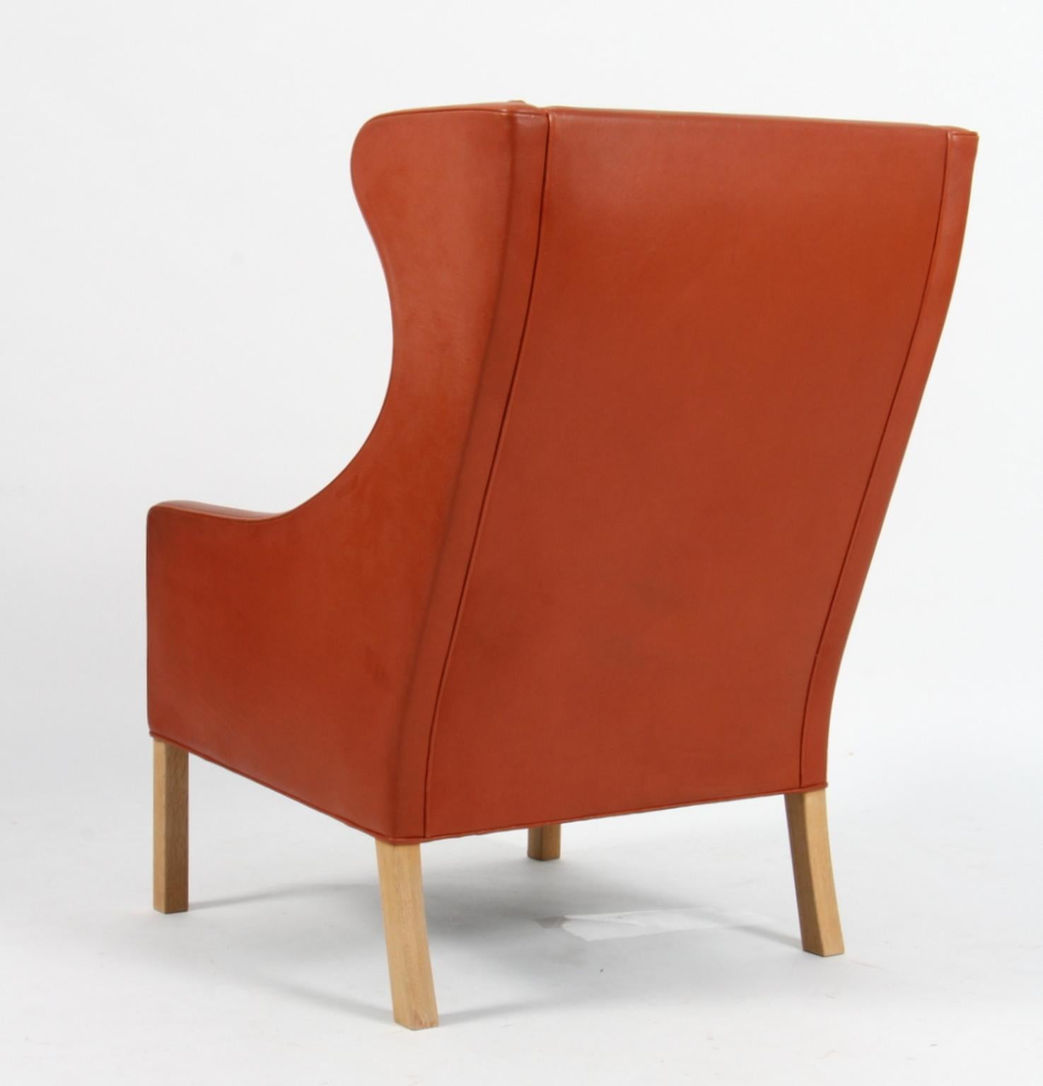 Scandinavian Modern Børge Mogensen Wing Back Chair in Original cognac leather, Model 2204