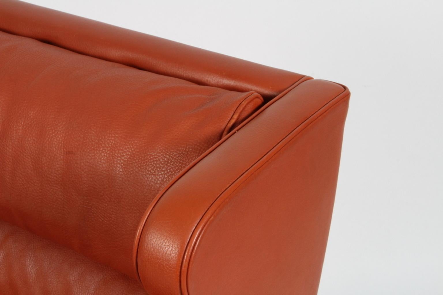 Danish Børge Mogensen Wing Back Chair in Original cognac leather, Model 2204