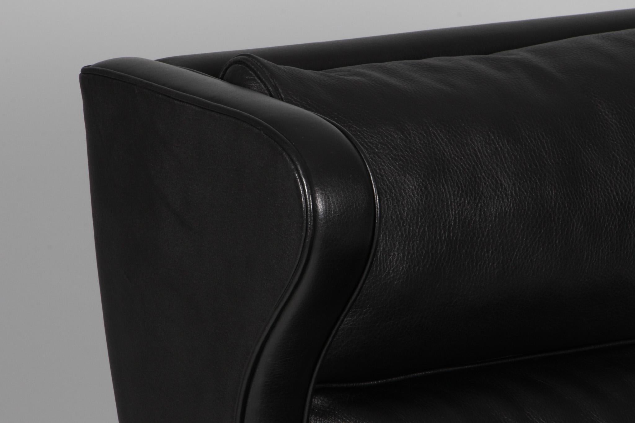Danish Børge Mogensen Wingback Chair and Ottoman, Model 2202 / 2204, leather For Sale