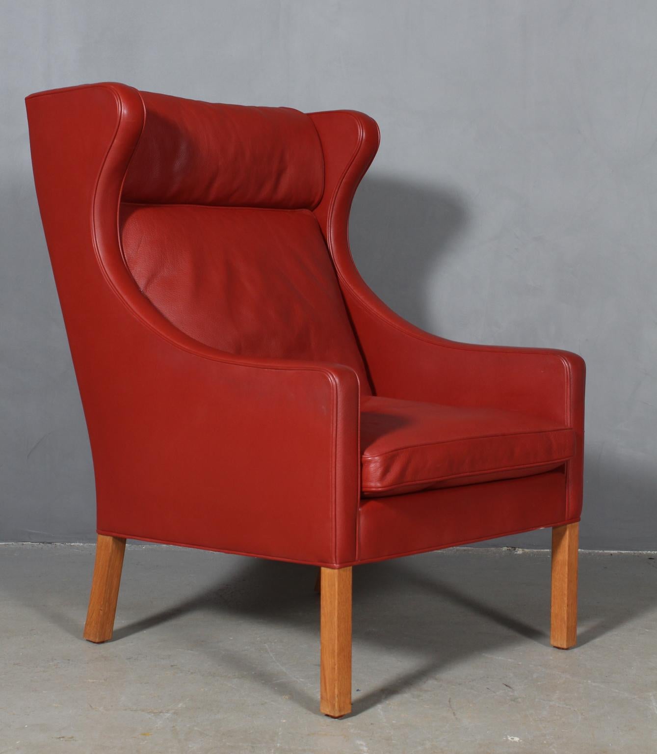 Danish Børge Mogensen Wingback Chair and Ottoman, Model 2202 / 2204, Original Leather