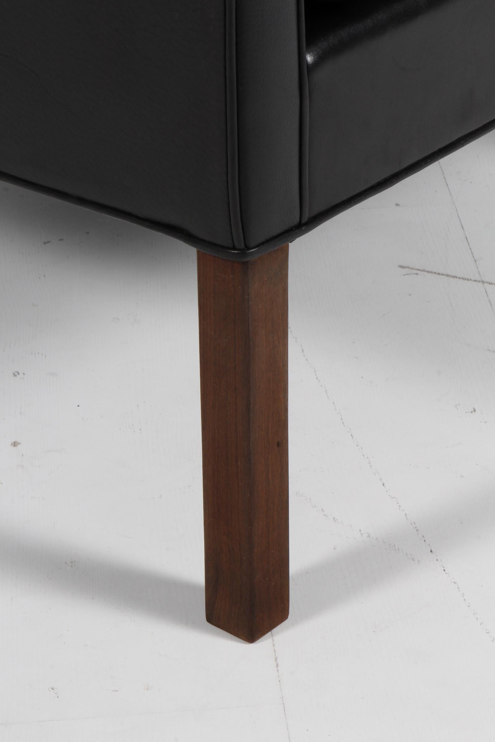 Cuir Chaise à dossier et pouf Børge Mogensen, modèle 2202 / 2204, cuir d'origine en vente