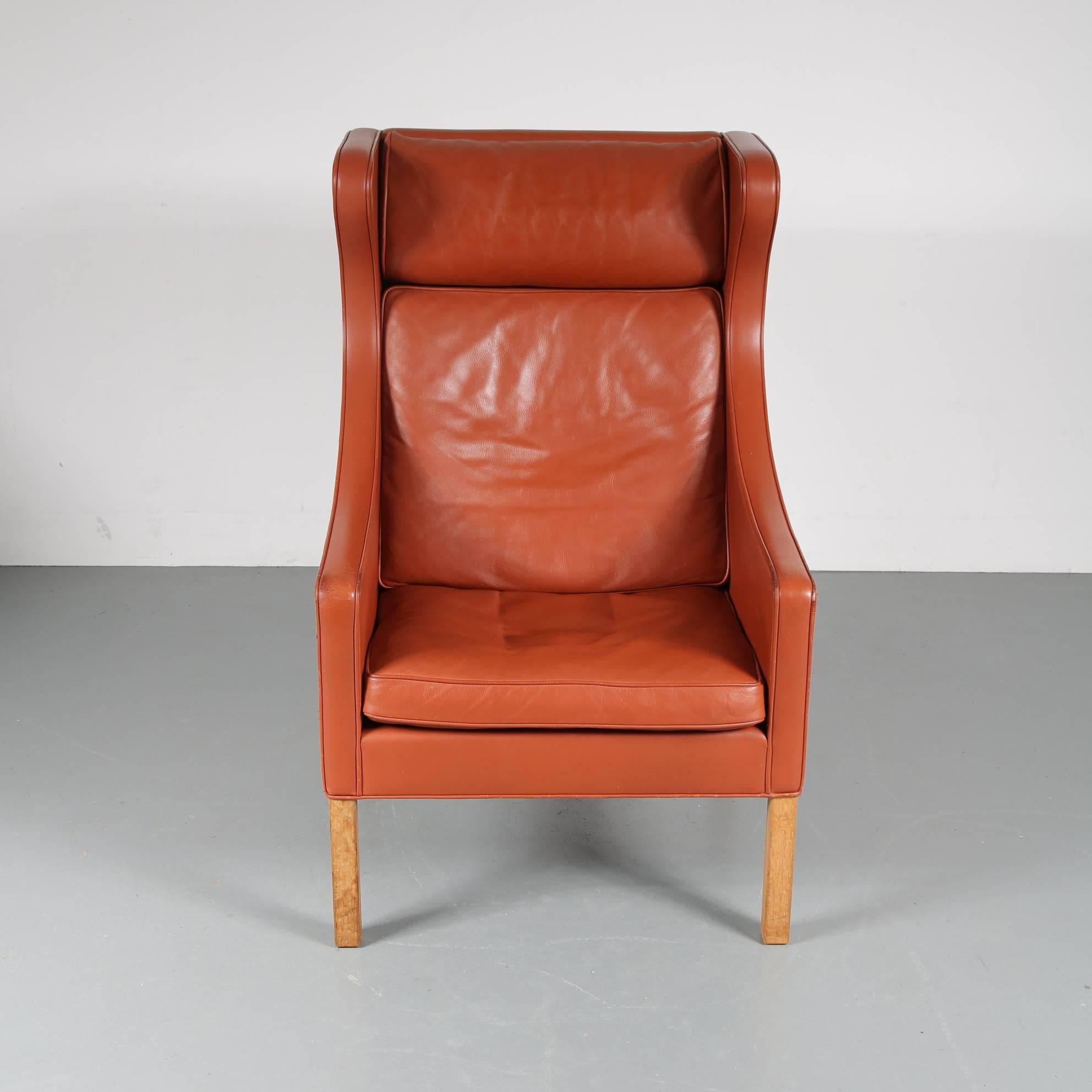 Mid-Century moderno Sedia Wingback di Børge Mogensen per Fredericia, Danimarca, 1960 in vendita