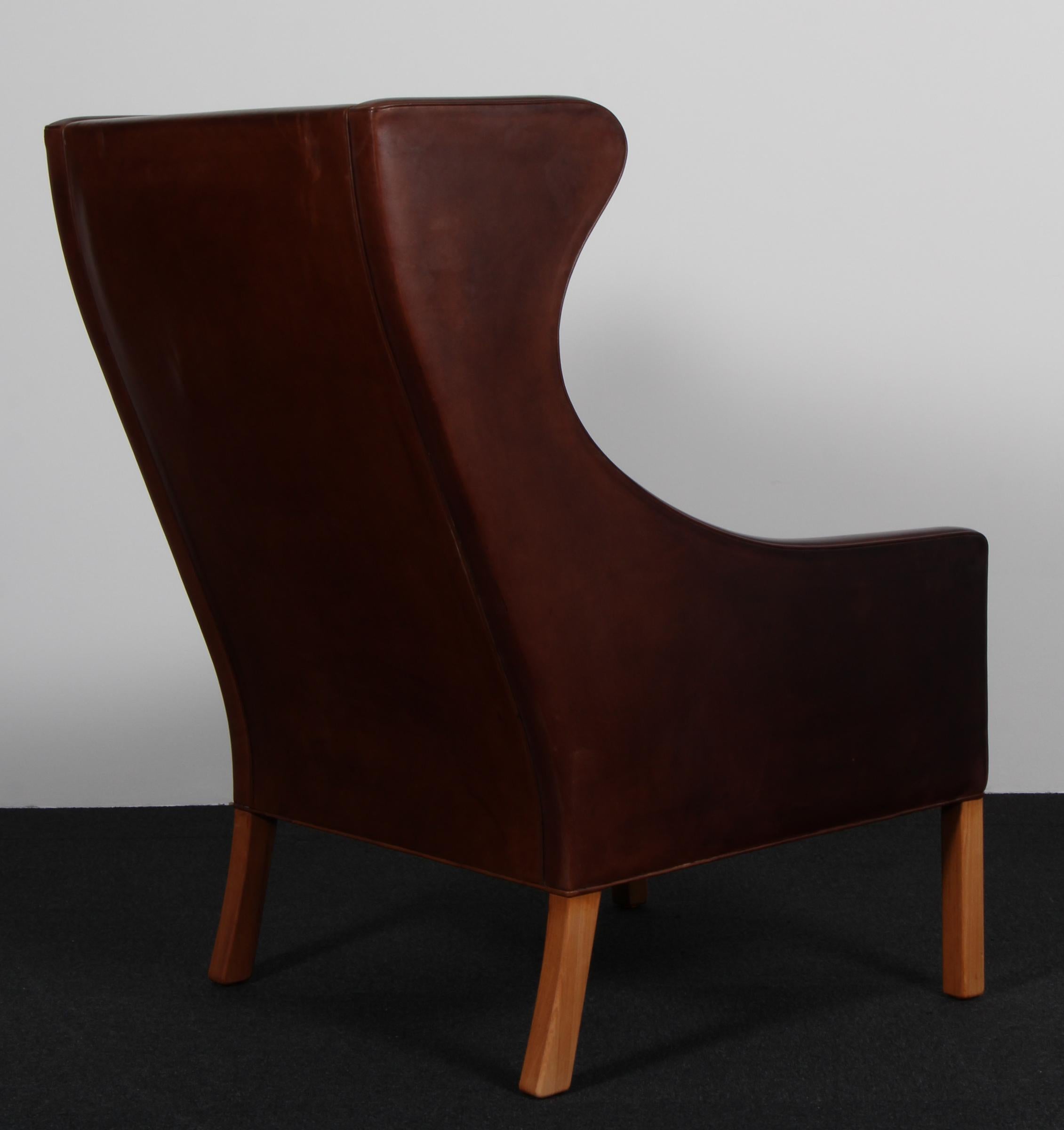 Cuir Chaise Wingback de Børge Mogensen en vente