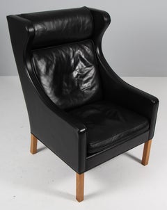 Børge Mogensen Wingback Chair, model 2204. Original leather