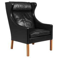 Børge Mogensen Wingback Chair, model 2204. Original leather