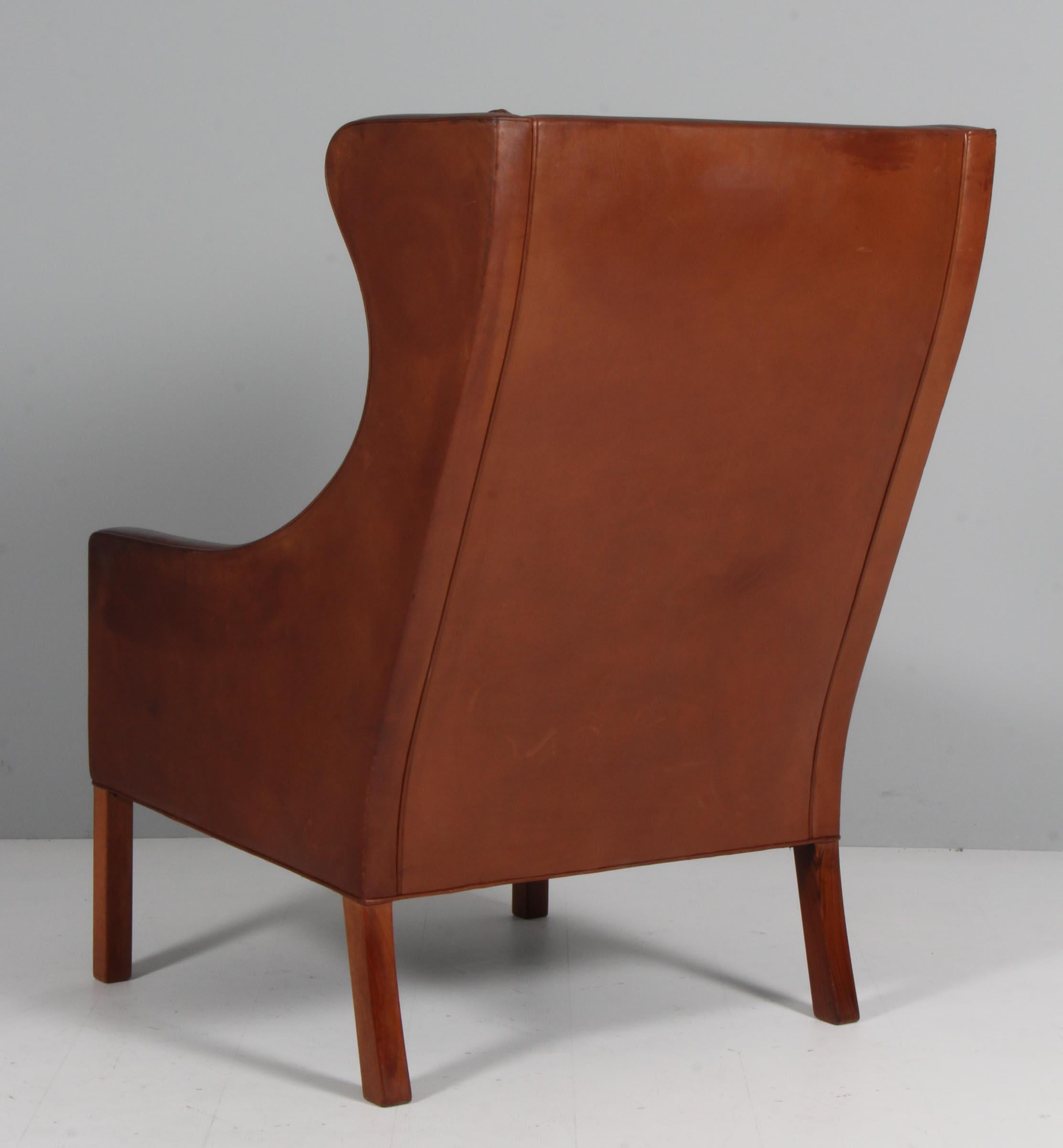 Børge Mogensen Wingback Chair, original patinated nature leather 2