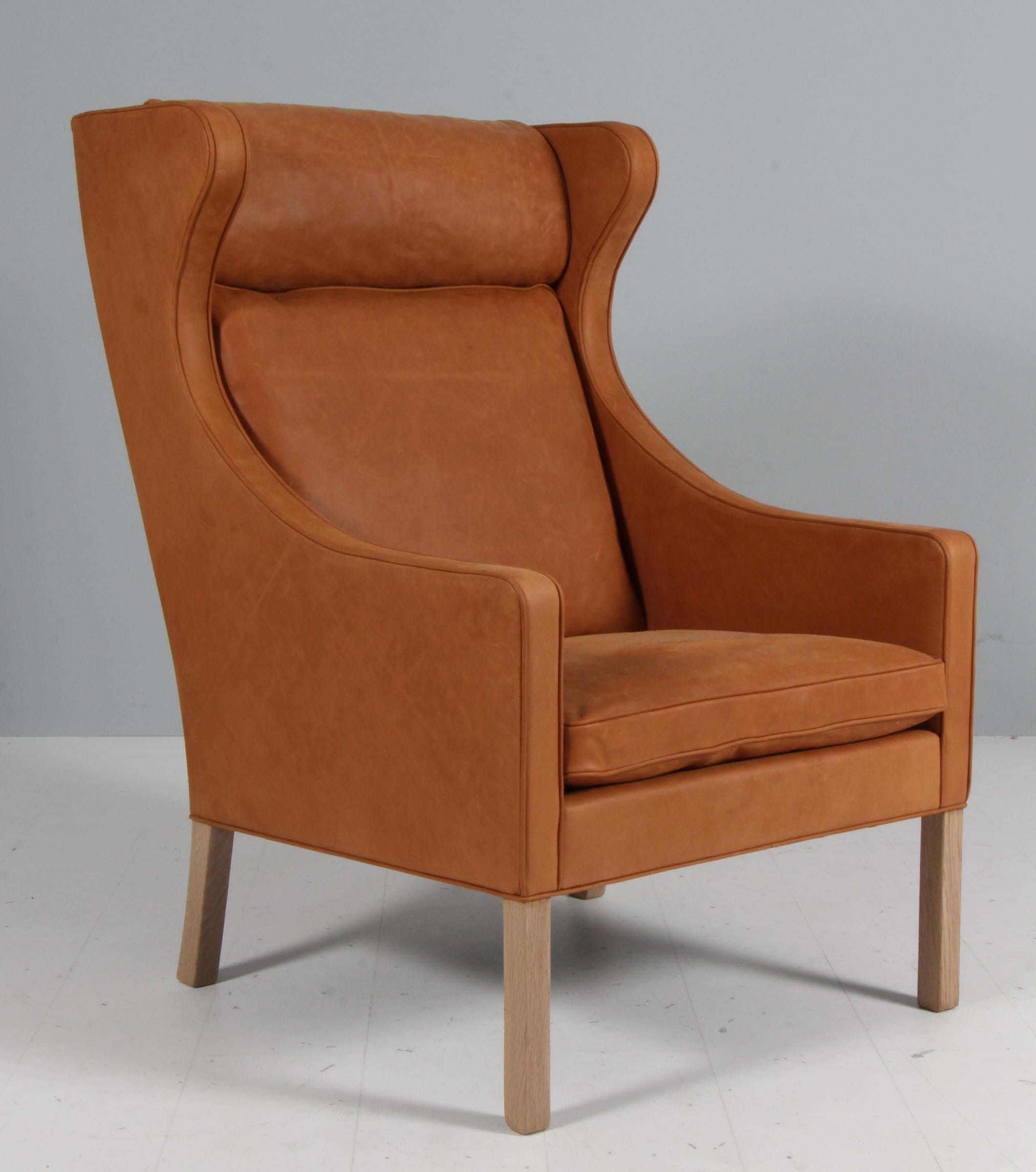 Silla Børge Mogensen con respaldo y otomana, piel Dunes Sørensen en Excelente estado para la venta en Esbjerg, DK