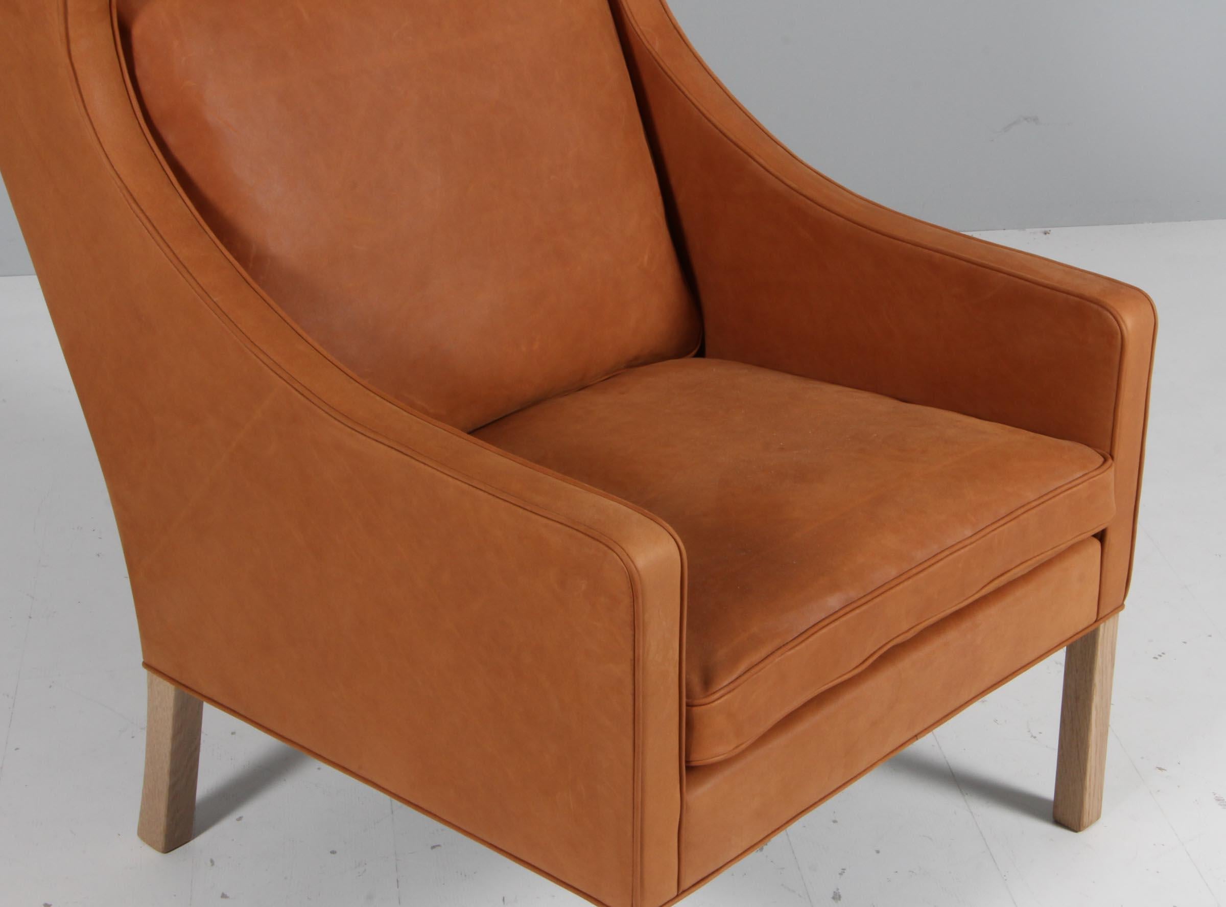 Silla Børge Mogensen con respaldo y otomana, piel Dunes Sørensen en venta 1