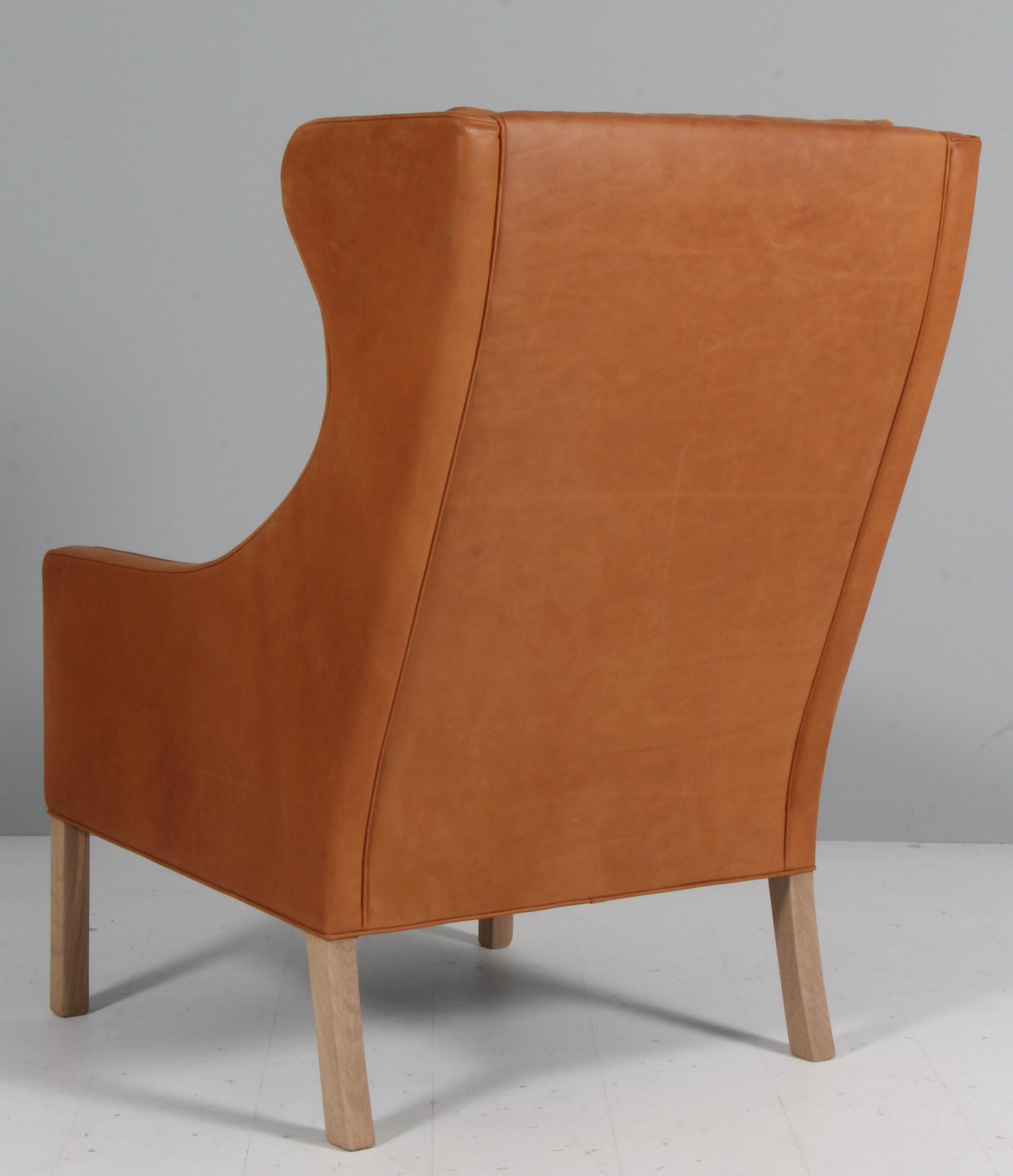 Silla Børge Mogensen con respaldo y otomana, piel Dunes Sørensen en venta 2