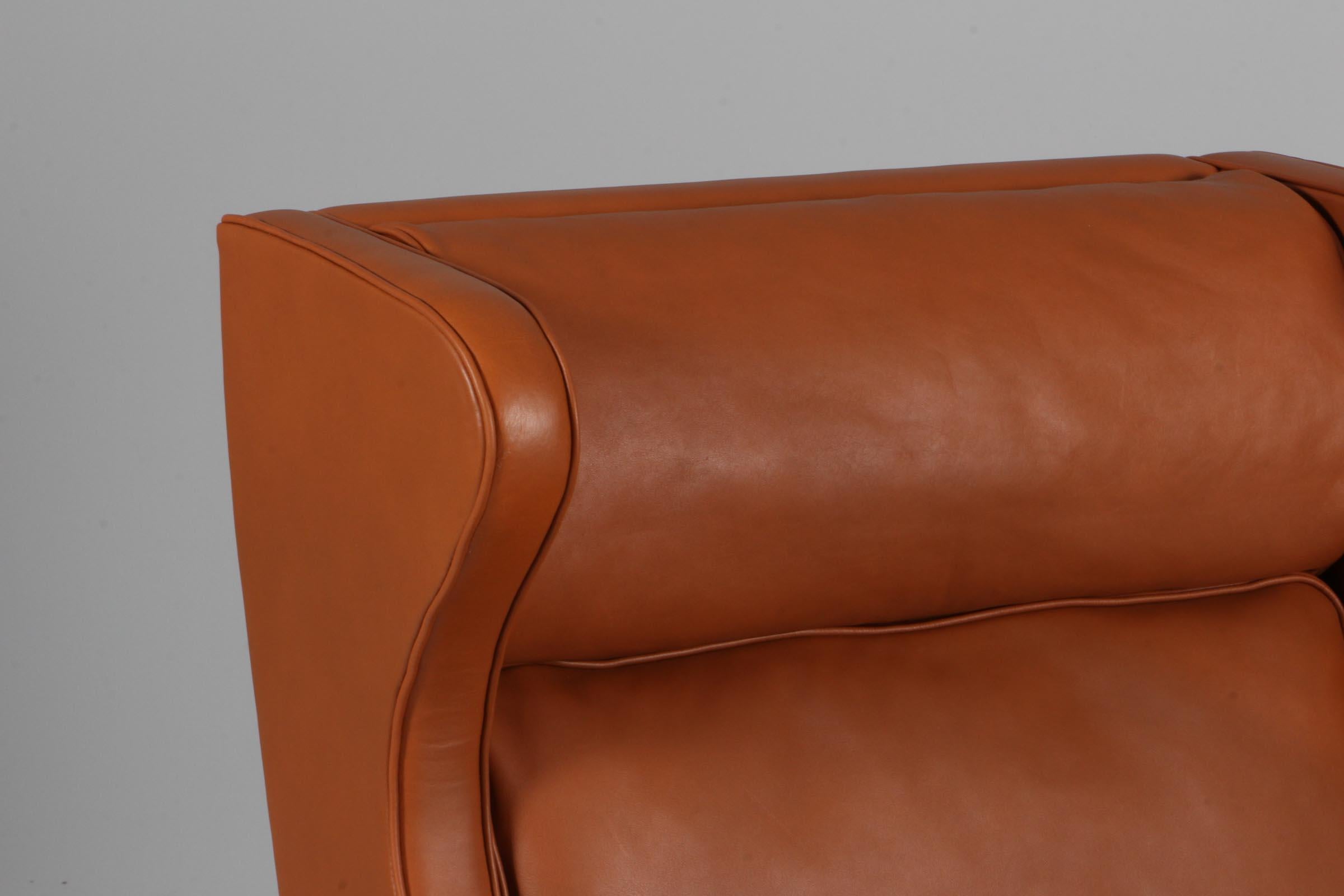 Scandinavian Modern Børge Mogensen Wingback Chair with Ottoman For Sale