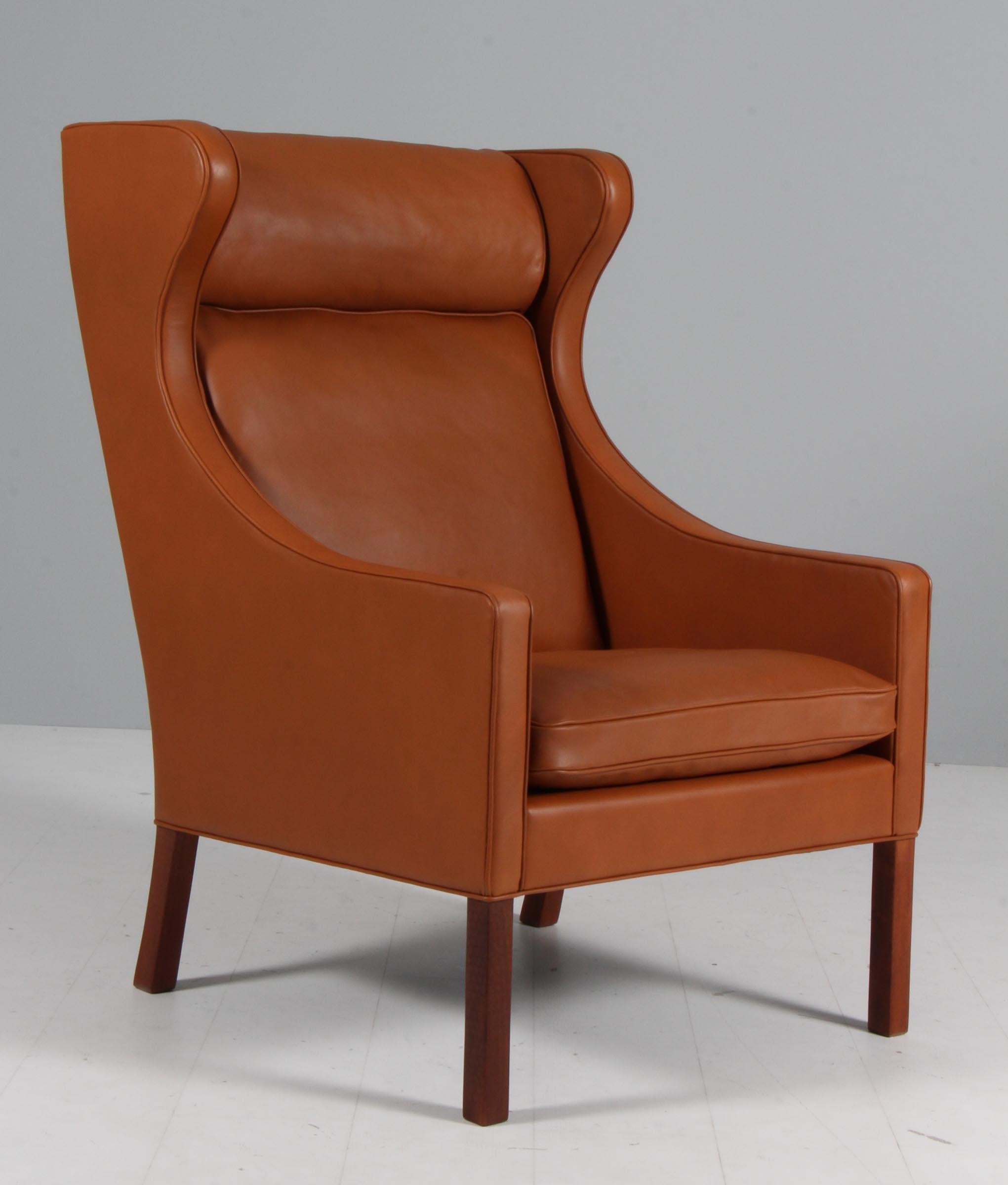 Børge Mogensen Wingback Chair with Ottoman In Excellent Condition For Sale In Esbjerg, DK