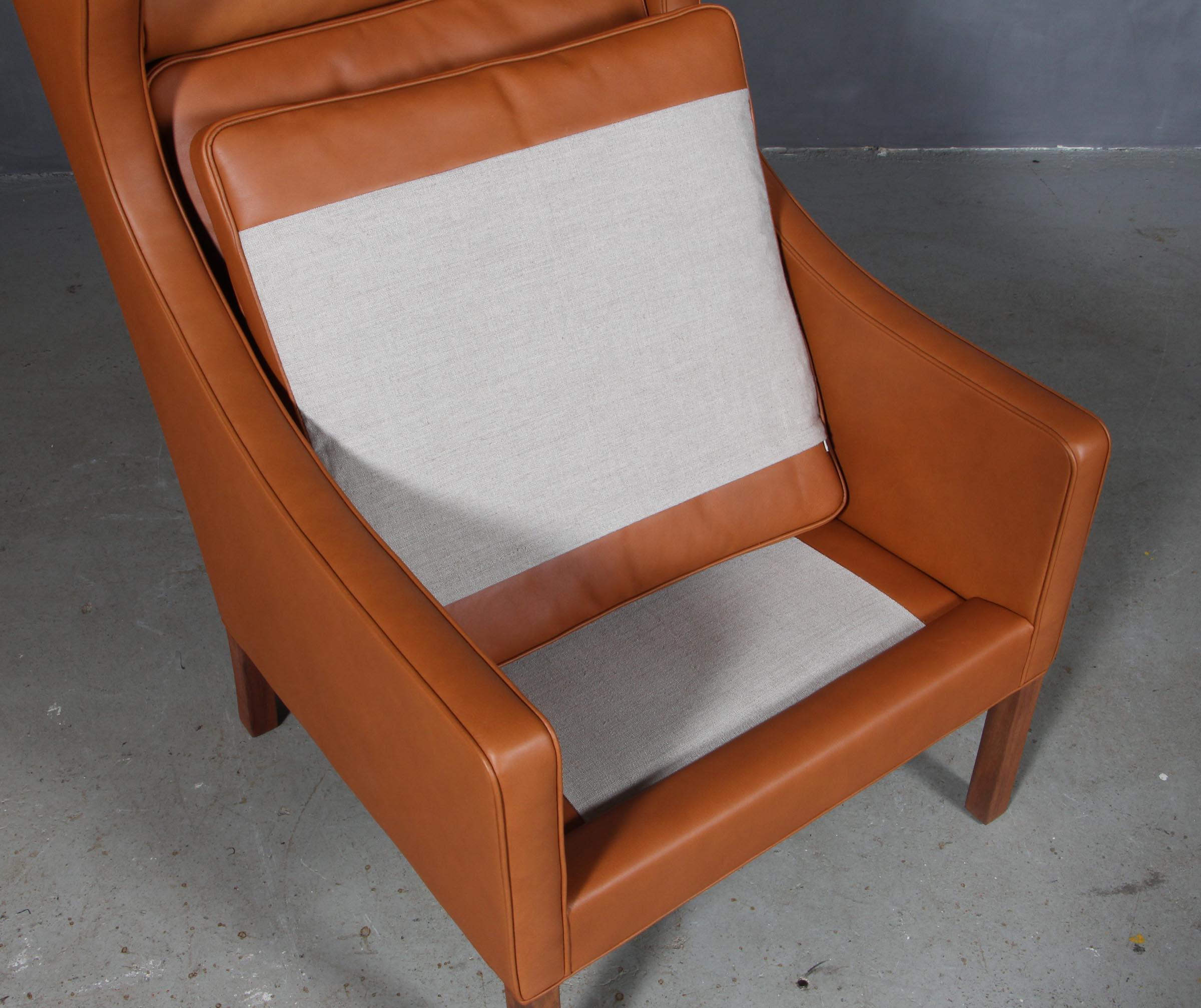 Børge Mogensen Wingback Chair with Ottoman In Excellent Condition In Esbjerg, DK