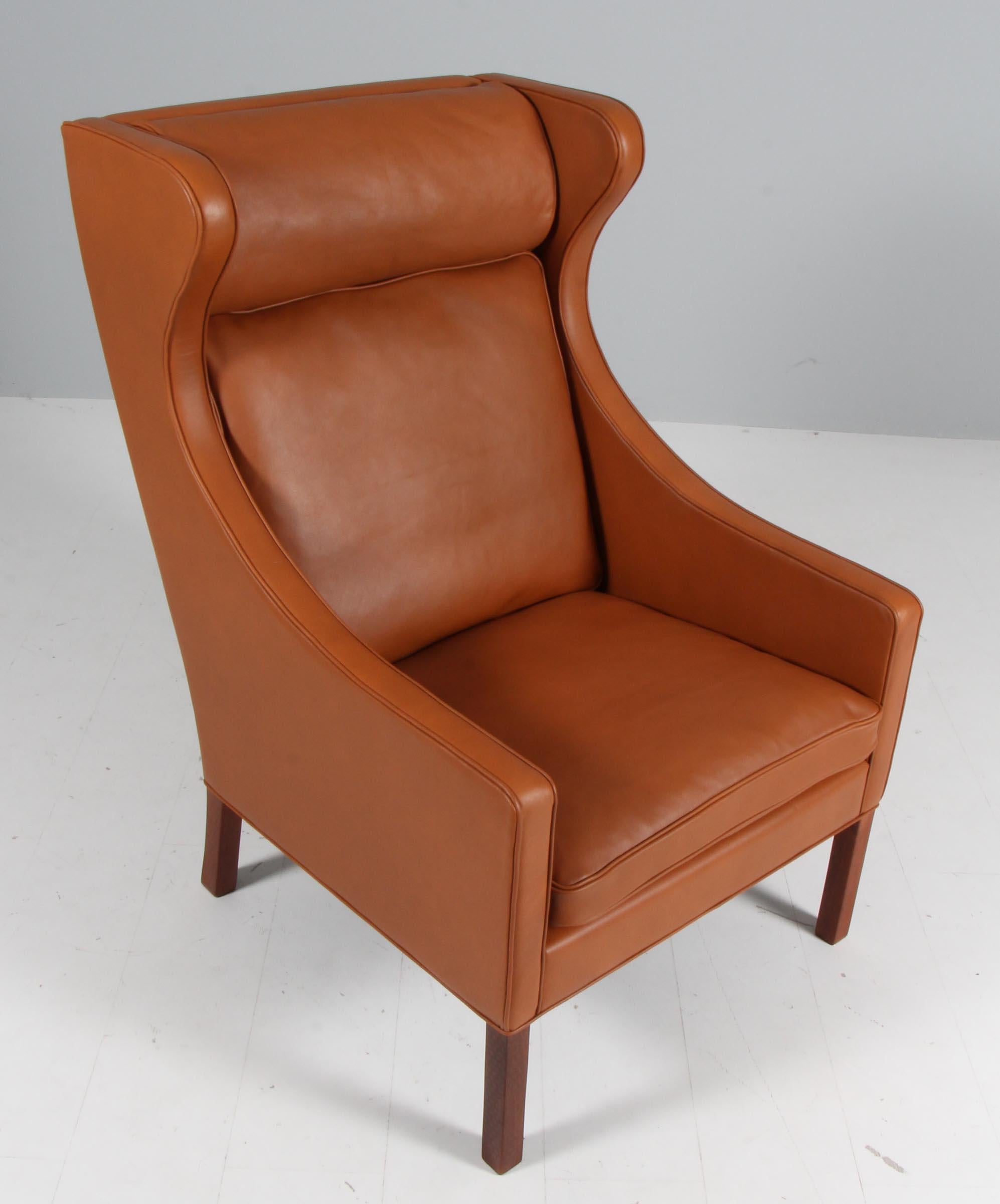 Mid-20th Century Børge Mogensen Wingback Chair with Ottoman For Sale