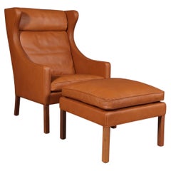 Børge Mogensen Wingback Chair with Ottoman