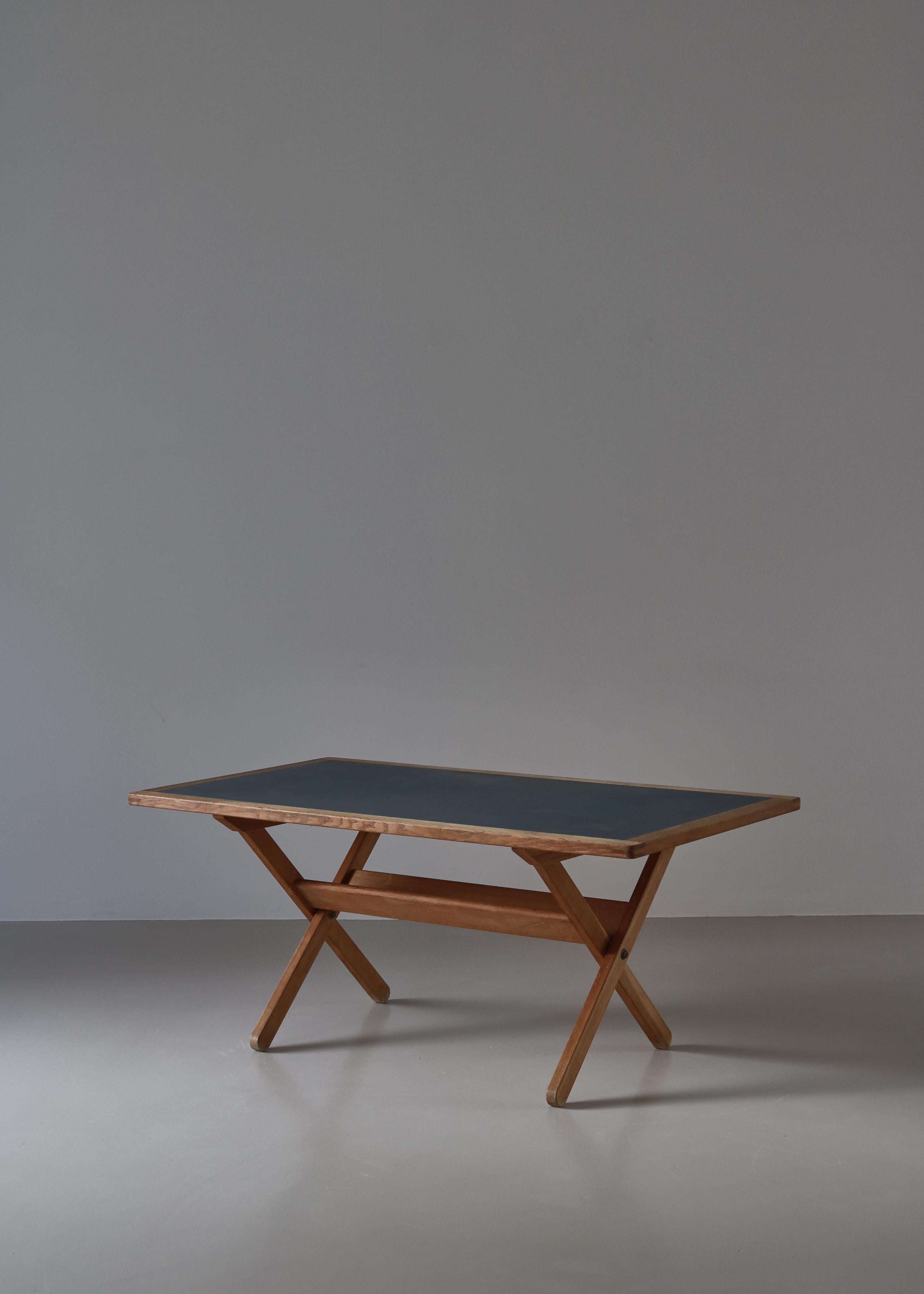 Danish Børge Mogensen Work Desk in Oak & Linoleum by P. Lauritsen, Denmark, 1970s For Sale