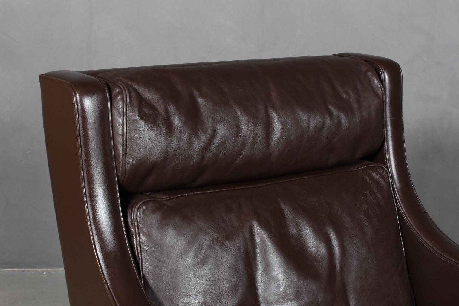 Mid-Century Modern Børge & Peter Mogensen Lounge Chair in Brown Leather, Model 2431