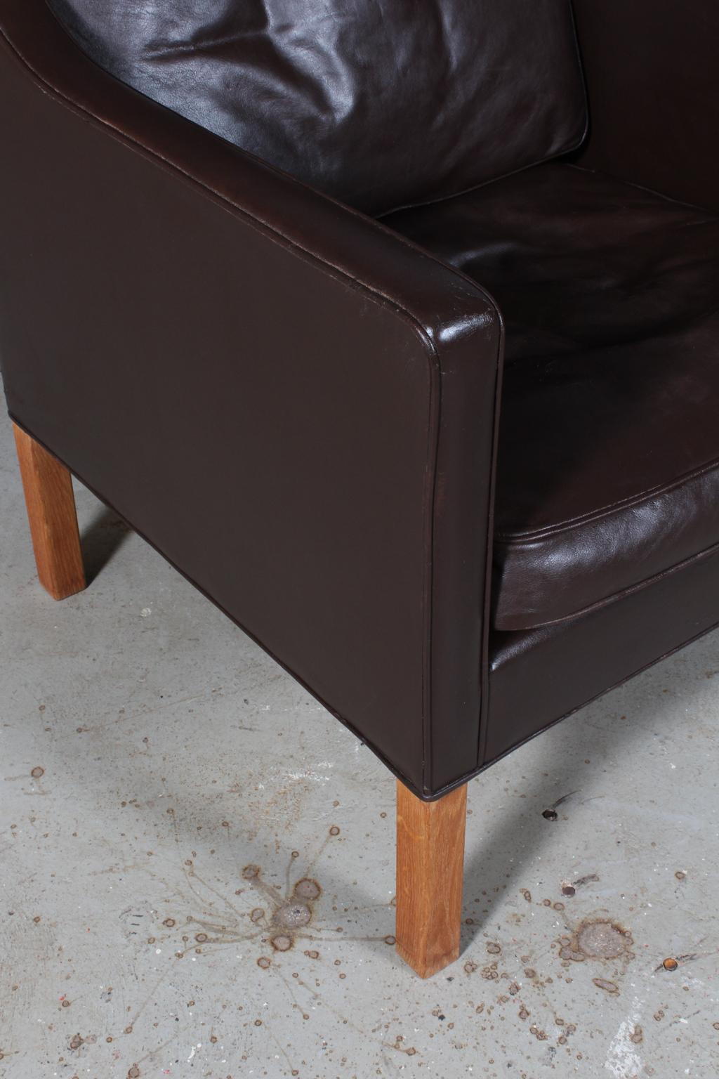 Danish Børge & Peter Mogensen Lounge Chair in Brown Leather, Model 2431