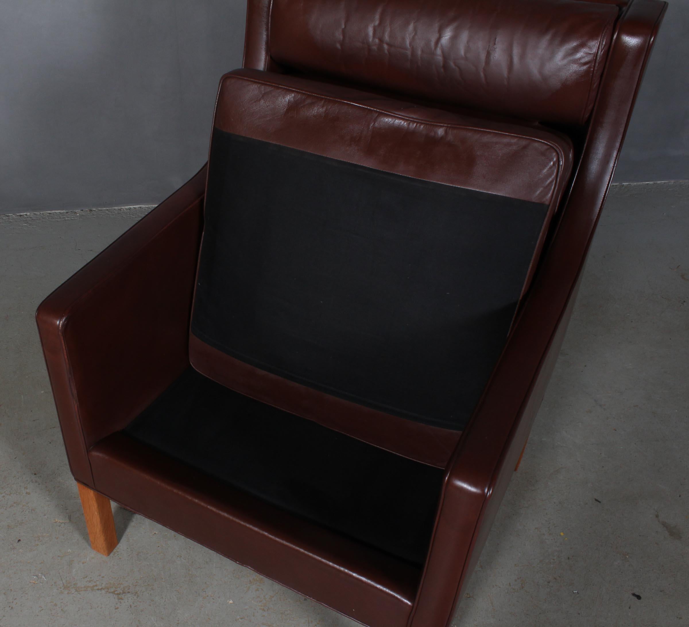 Mid-Century Modern Børge & Peter Mogensen Lounge Chair in Brown Leather, Model 2431