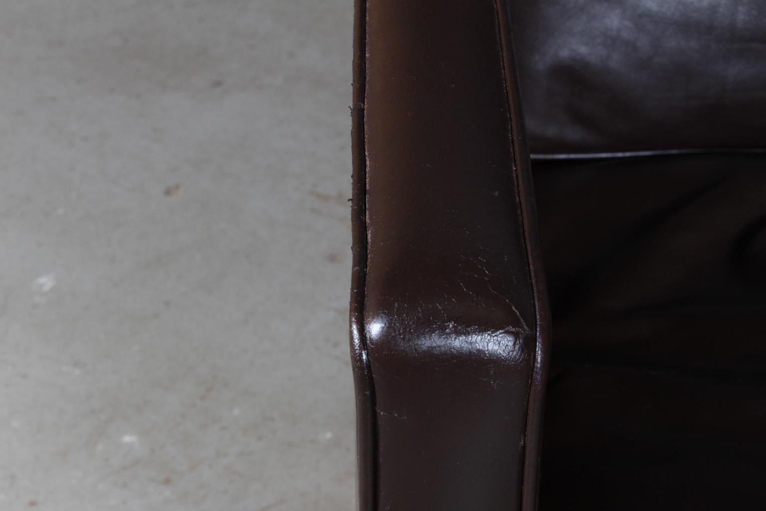 Børge & Peter Mogensen Lounge Chair in Brown Leather, Model 2431 In Fair Condition In Esbjerg, DK
