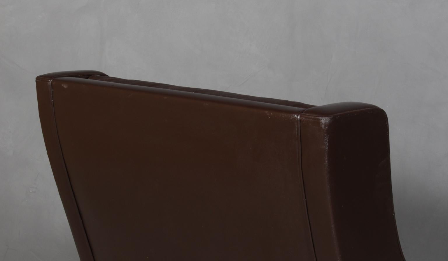Børge & Peter Mogensen Lounge Chair in Brown Leather, Model 2431 3