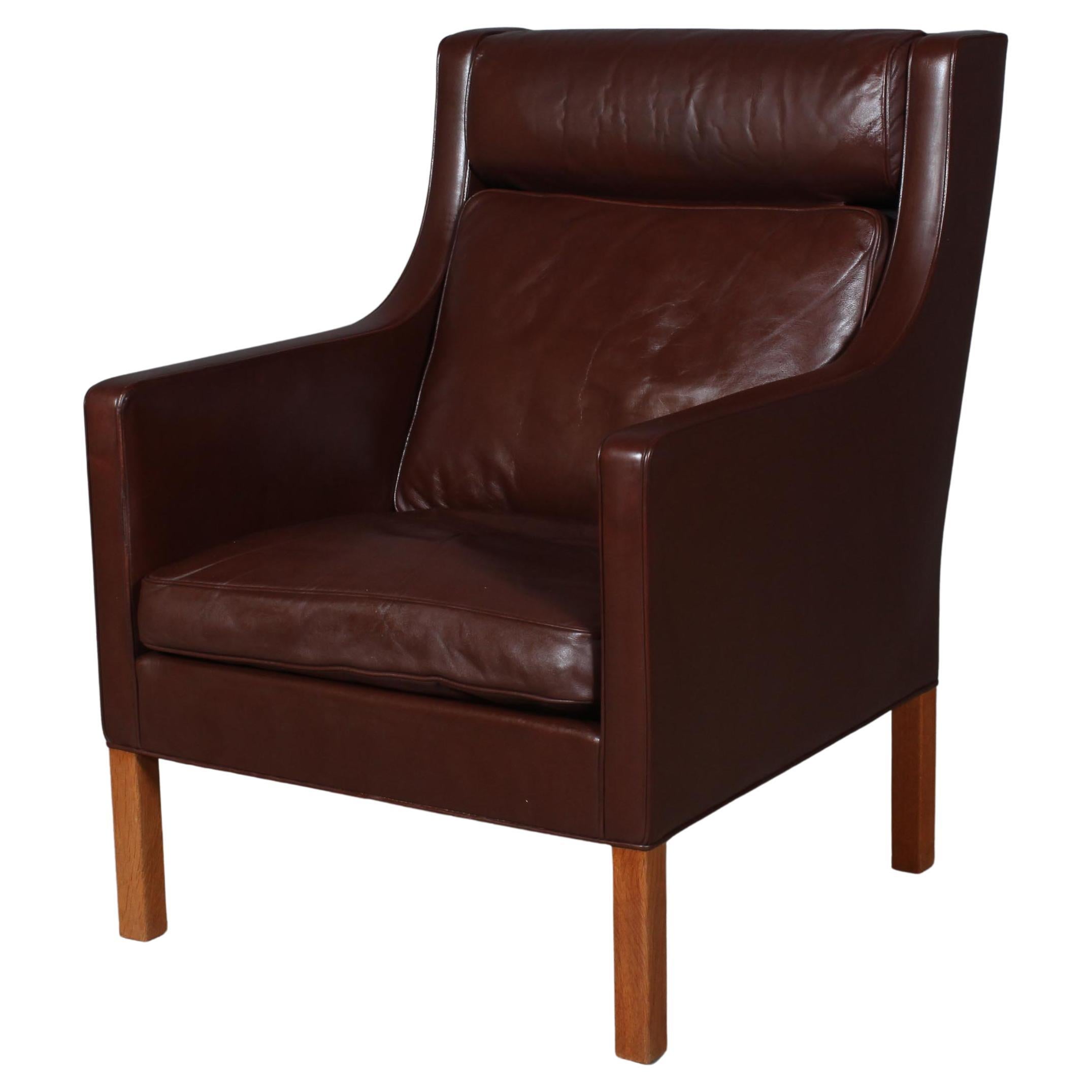 Børge & Peter Mogensen Lounge Chair in Brown Leather, Model 2431