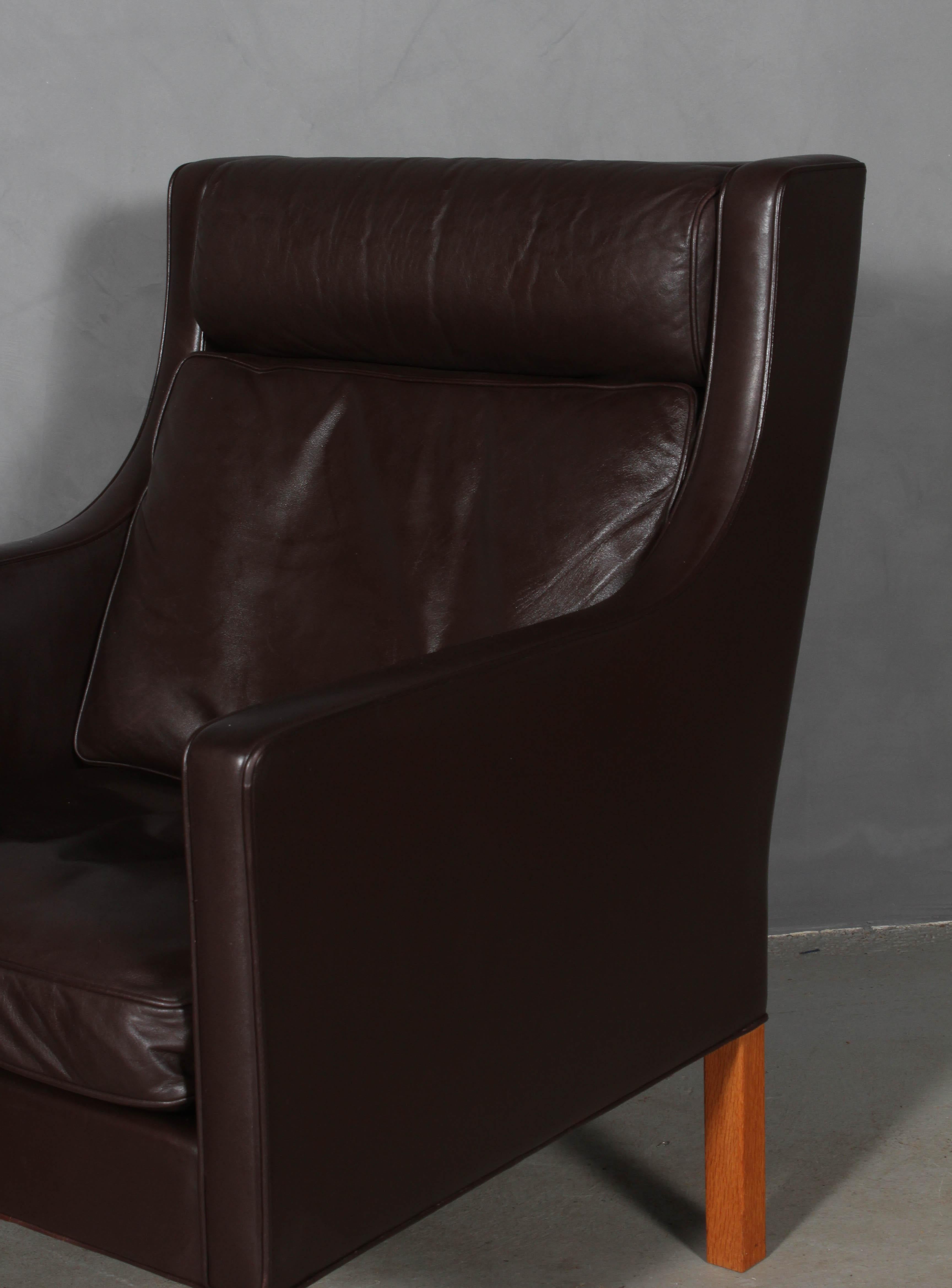 Mid-Century Modern Børge & Peter Mogensen Lounge Chairs in Brown Leather, Model 2431 + 2421