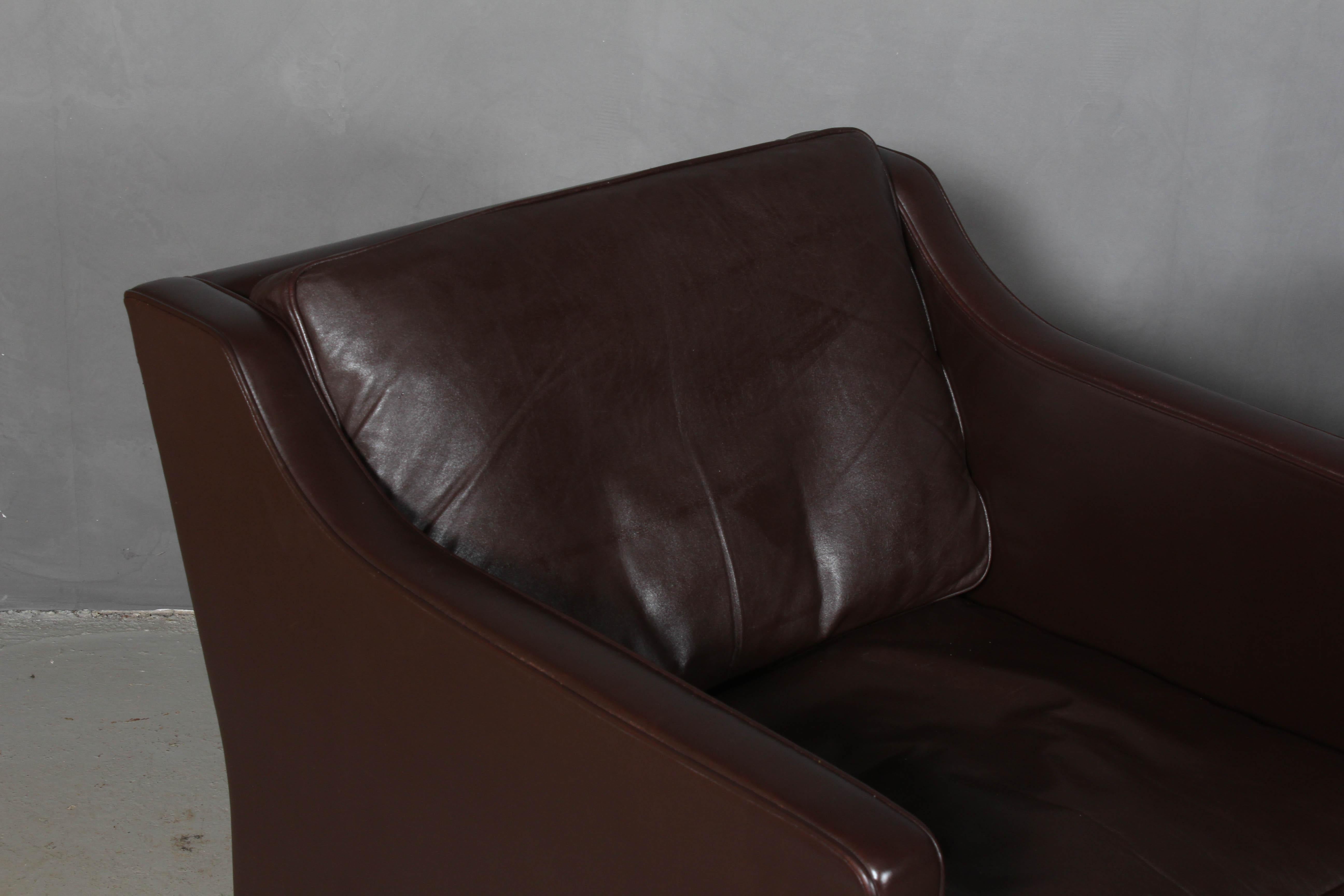 Børge & Peter Mogensen Lounge Chairs in Brown Leather, Model 2431 + 2421 In Good Condition In Esbjerg, DK