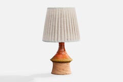 Børge Wernonch, Table Lamp, Stoneware, Fabric, Denmark, 1940s