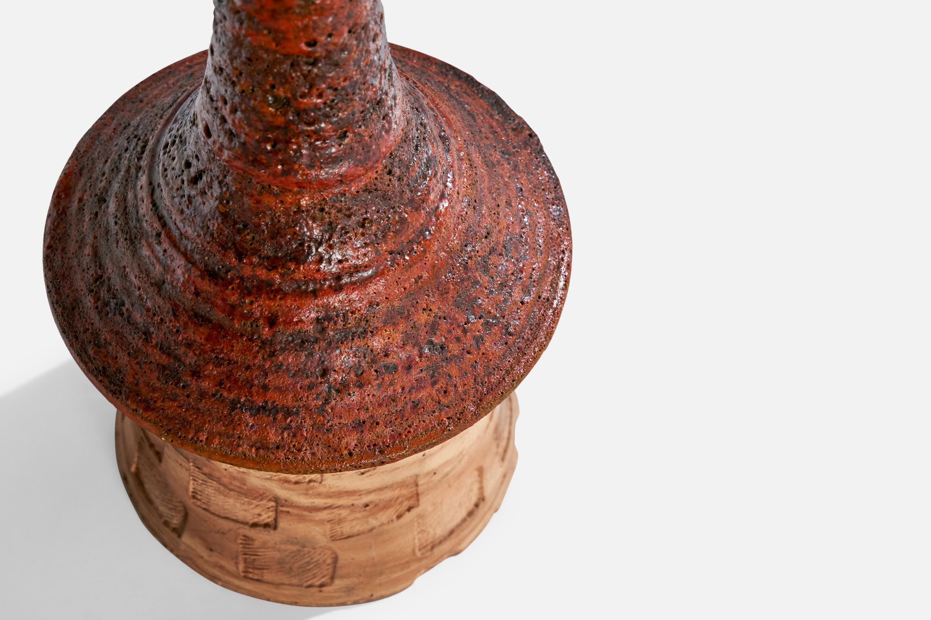 Mid-20th Century Børge Wernonch, Table Lamp, Stoneware, Fabric, Denmark, 1940s For Sale