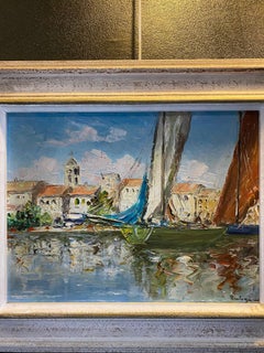 Port Provençal by Bürgisser - Oil on wood 27x35 cm