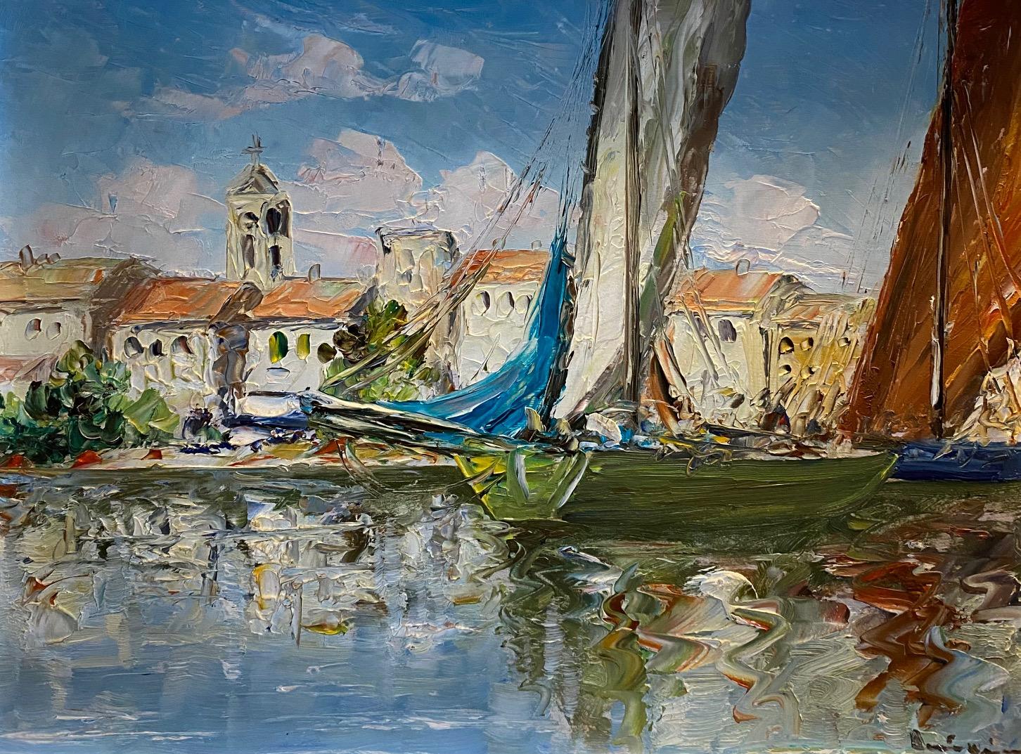 Port Provençal by Bürgisser - Oil on wood 27x35 cm
