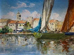 Port Provençal de Bürgisser - Óleo sobre madera 27x35 cm