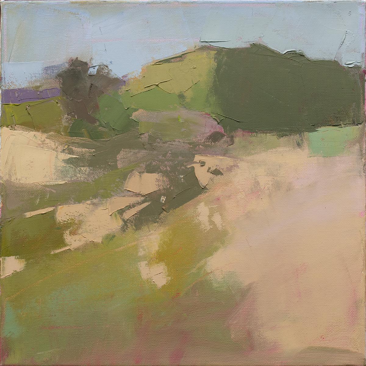 Abstrakte Landschaft, Ölgemälde „Ephemeral“ (Grau), Landscape Painting, von Bri Custer
