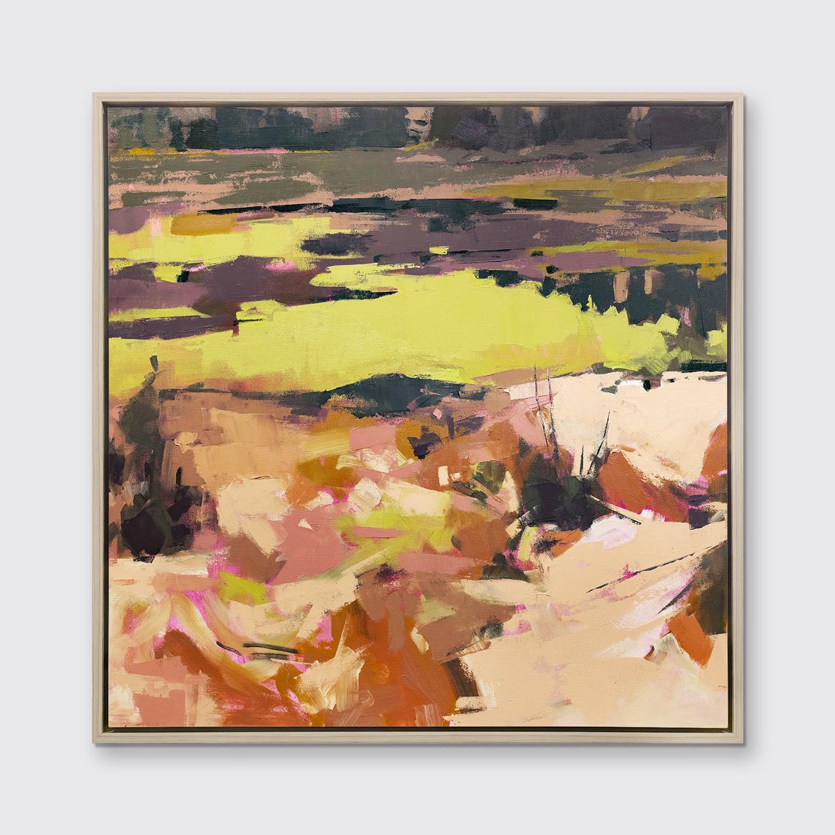 Diese limitierte Auflage des Giclée-Landschaftsdrucks von Bri Custer hat eine Auflage von 195 Stück. Die Palette besteht aus gedämpften Orange- und Erdtönen, die von leuchtendem Gelb kontrastiert werden. Dieses auf Leinwand gedruckte Giclée wird in