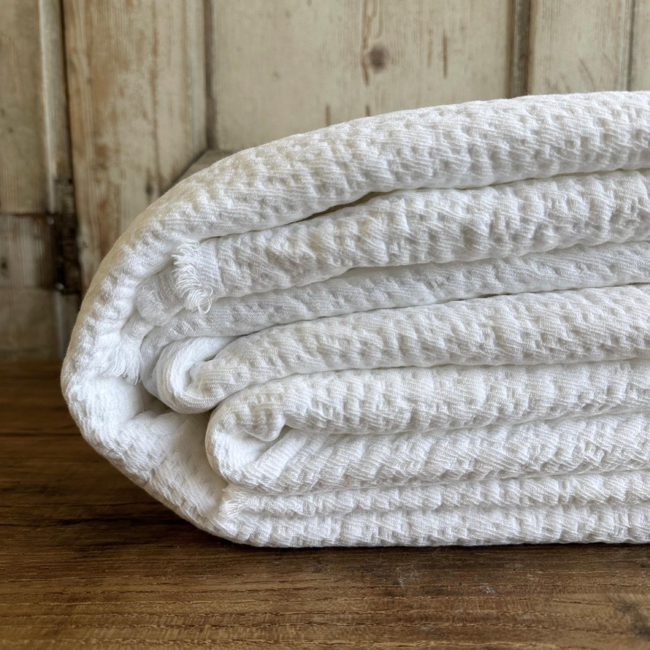 Beautiful Cotton Coverlet in a Muted or deep hue will add a luxurious softness to your bed. Available in bed sizes and throws.
These are our favorite new coverlets due to their softness. 
MADE IN FRANCE.

Care: Unfold your product before