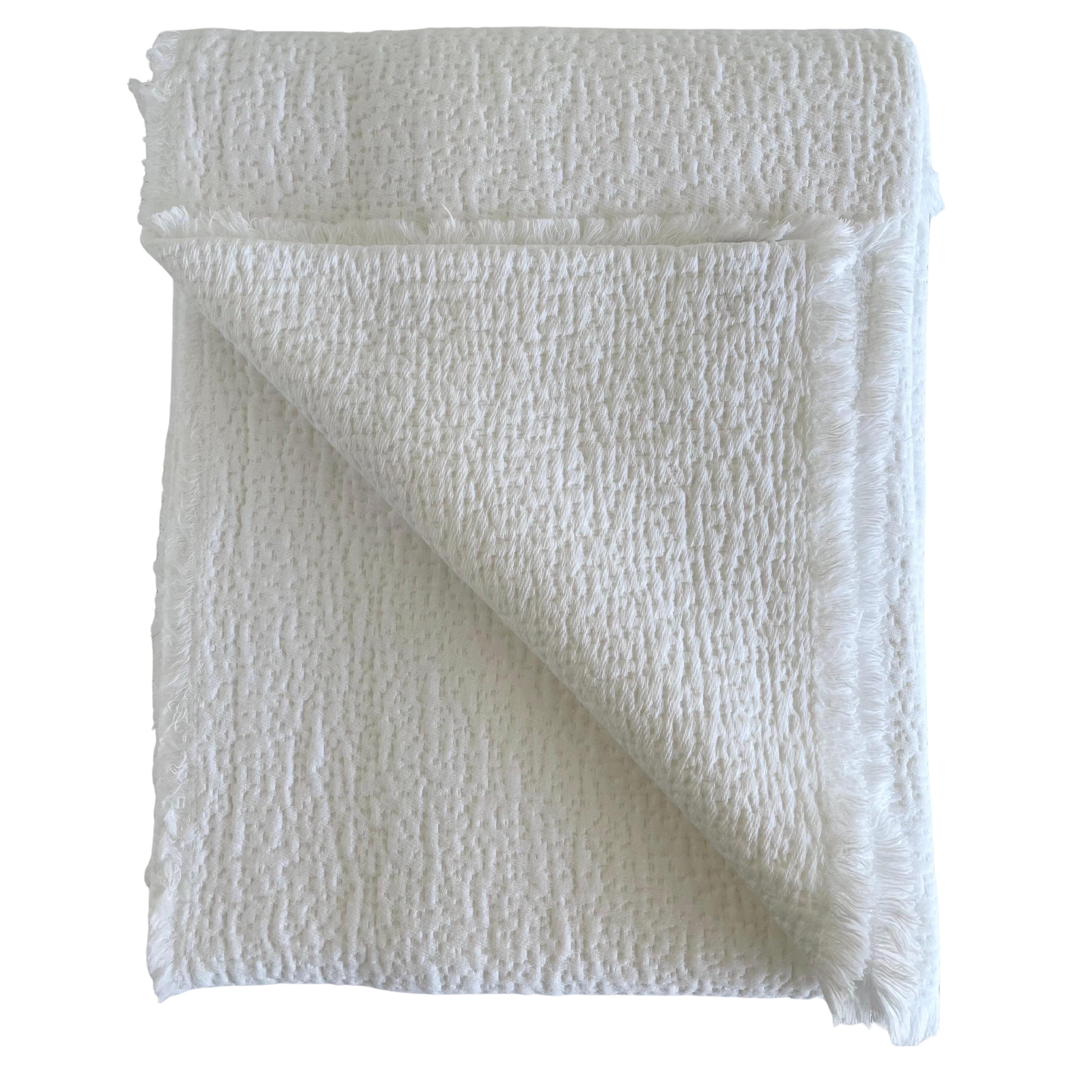 Bria Matelasse French Cotton Throw in Blanc For Sale
