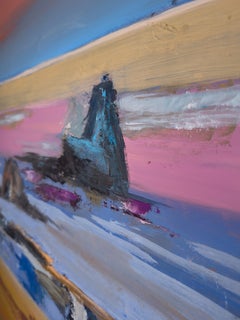 Las llanuras de San Agustín, paisaje abstracto contemporáneo, pintura al óleo sobre papel