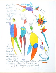 Brian Andreas Story People 'Deep Roots' Print of Watercolor & Ink Drawing, 1993