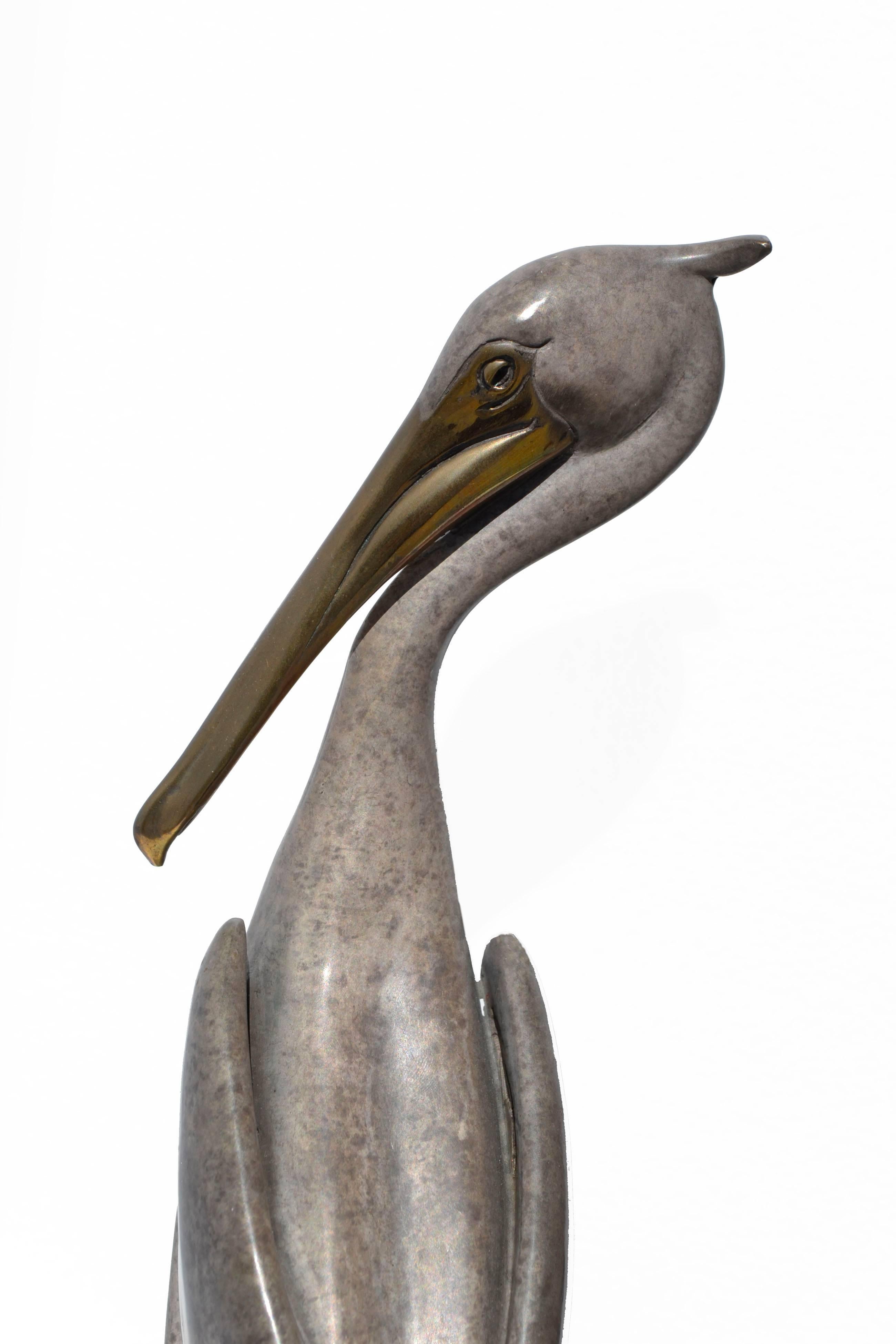 Pelican on Rock - American Realist Sculpture by Brian Arthur