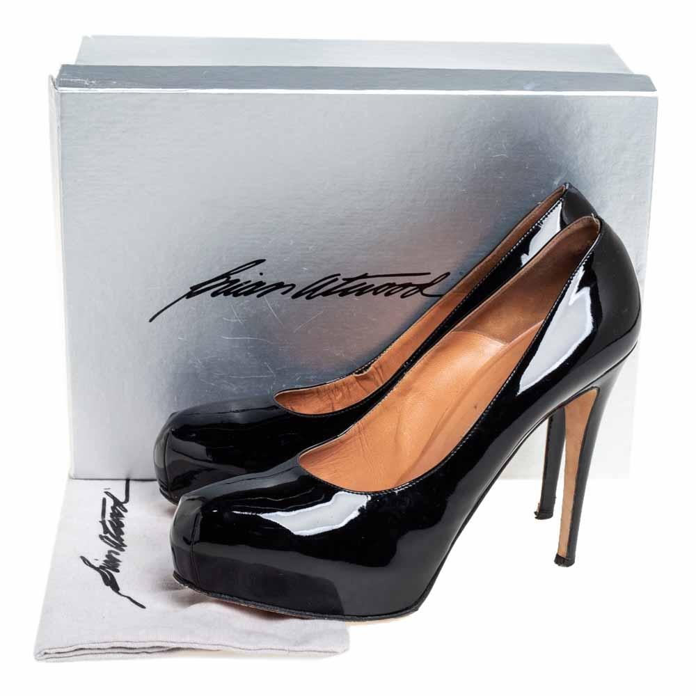 Women's Brian Atwood Black Patent Leather Platform Pumps Size 42