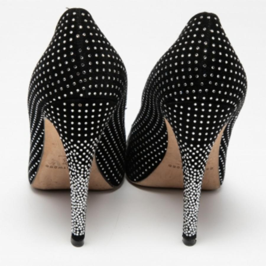 Brian Atwood - Décolleté in camoscio nero con cristalli impreziositi - misura 40 in vendita 1