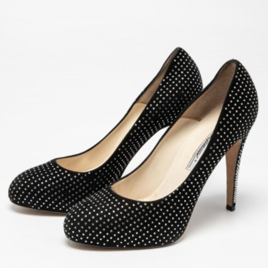 Brian Atwood - Décolleté in camoscio nero con cristalli impreziositi - misura 40 in vendita 3