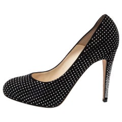 Brian Atwood Black Suede Crystals Embellished Pumps Size 40