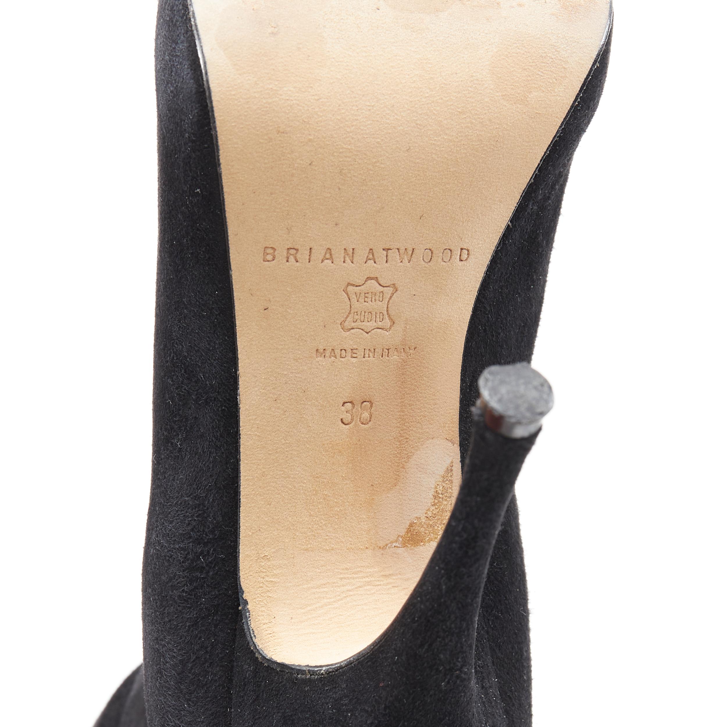 BRIAN ATWOOD black suede leather platform high heel thigh high boot EU38 4