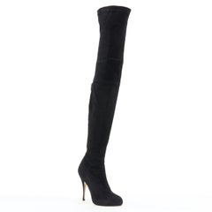 BRIAN ATWOOD - Botte à talon haut en cuir velours noir EU38