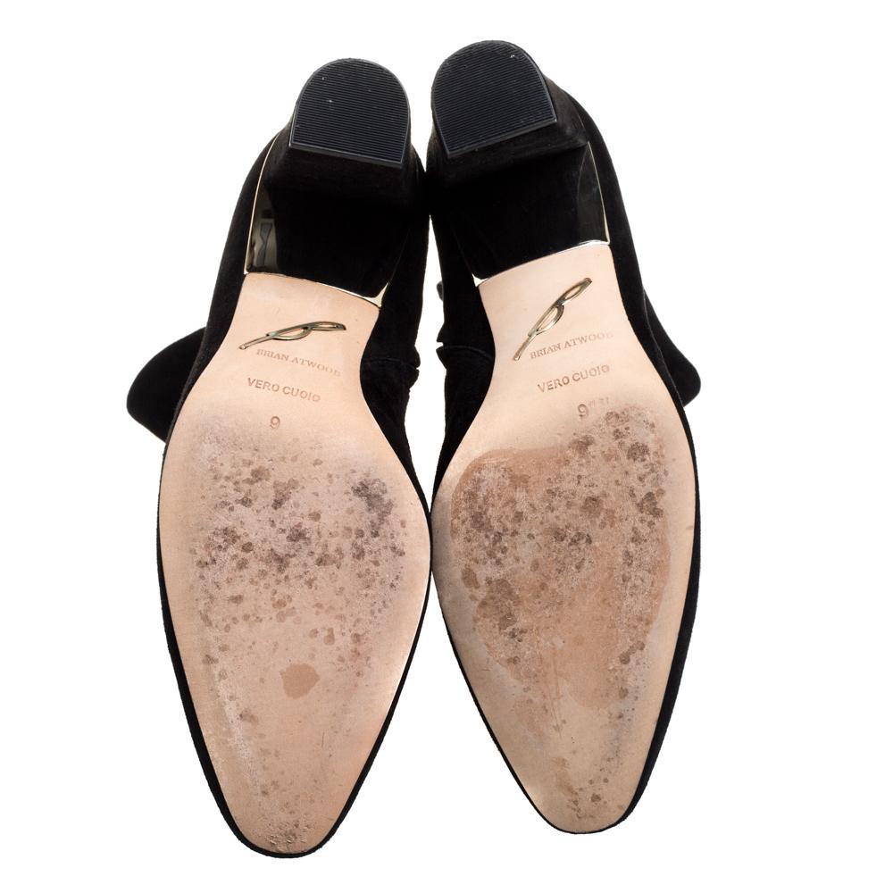 Brian Atwood Black Suede Zipper Detail Boots Size 39 In Good Condition In Dubai, Al Qouz 2